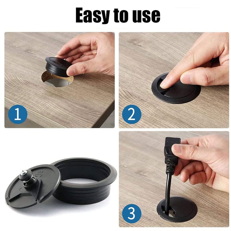 TuTuYa 8PCS Desk Grommet, Desk Grommet 2Inch(50mm) Desk Cable Grommet Desk Cable Hole Covers with Hole Saw, Ideal Solution for Office and Home Table Cable (Black, 2Inch_50mm) - Image 4